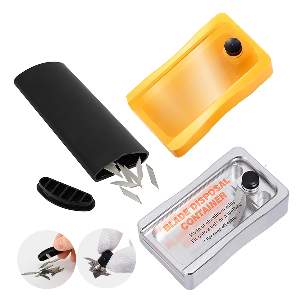 FOSHIO Plastic/Aluminum Alloy Disposed Knife Blade Snap-Off Box Container Magnetic Utility Knife Cutter Waste Blade Storage Case utility cutter knife