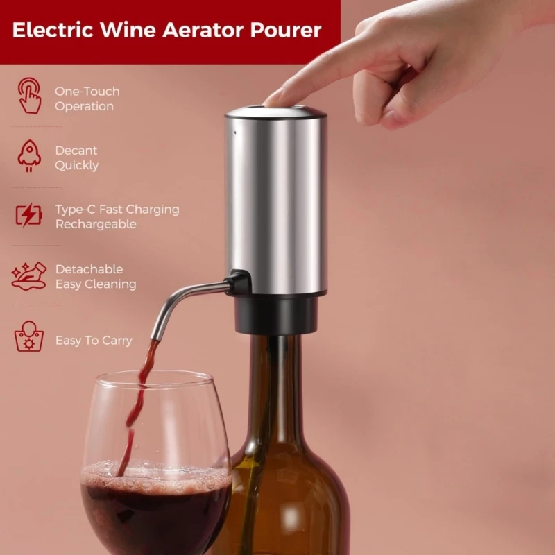 Fashion Electric Wine Bottle Opener Rechargeable Wine Aerator Electric Opener Set Suitable for Home Drinking