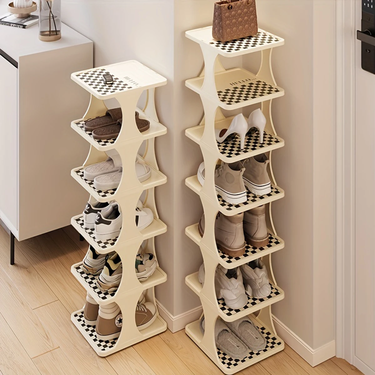 Household Dormitory Multi-layer Sewn Checkerboard Shoe Storage Rack