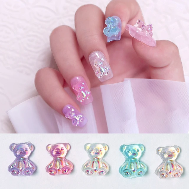 20pcs Jelly Nail Charms Resin Flatbacks Candy Bear Decoration Kawaii Gummy  Bears DIY Craft Accessories Press ON Decor Parts - AliExpress