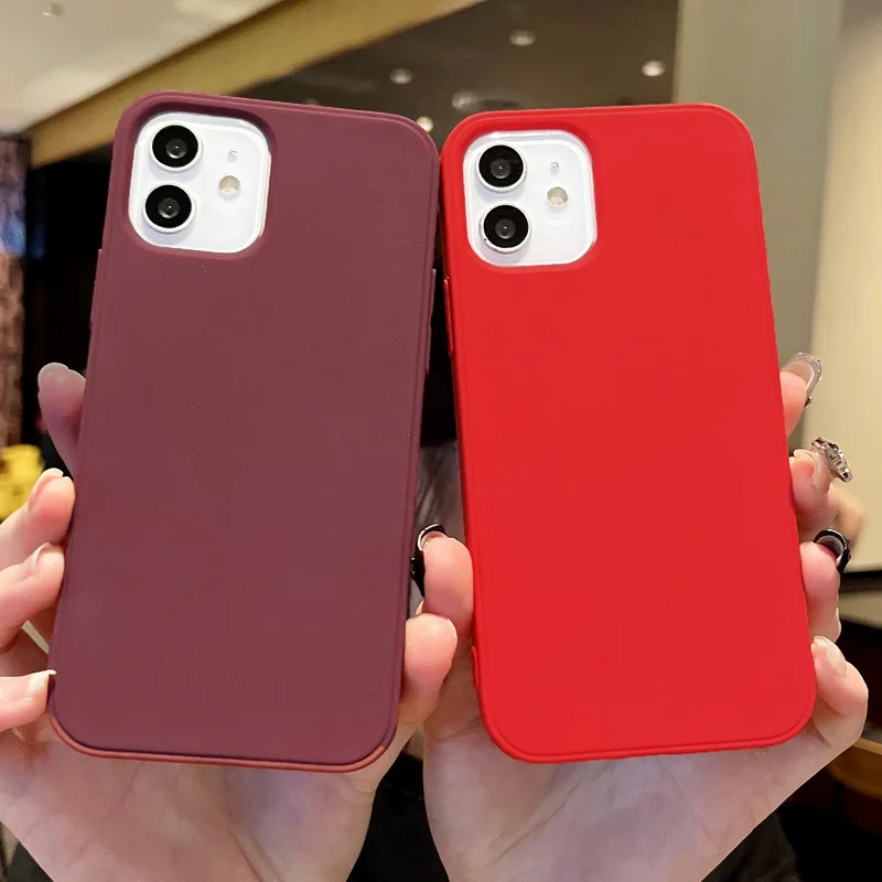 Luxury Soft Silicone Matte Shockproof Phone Case - Solid Color Cover