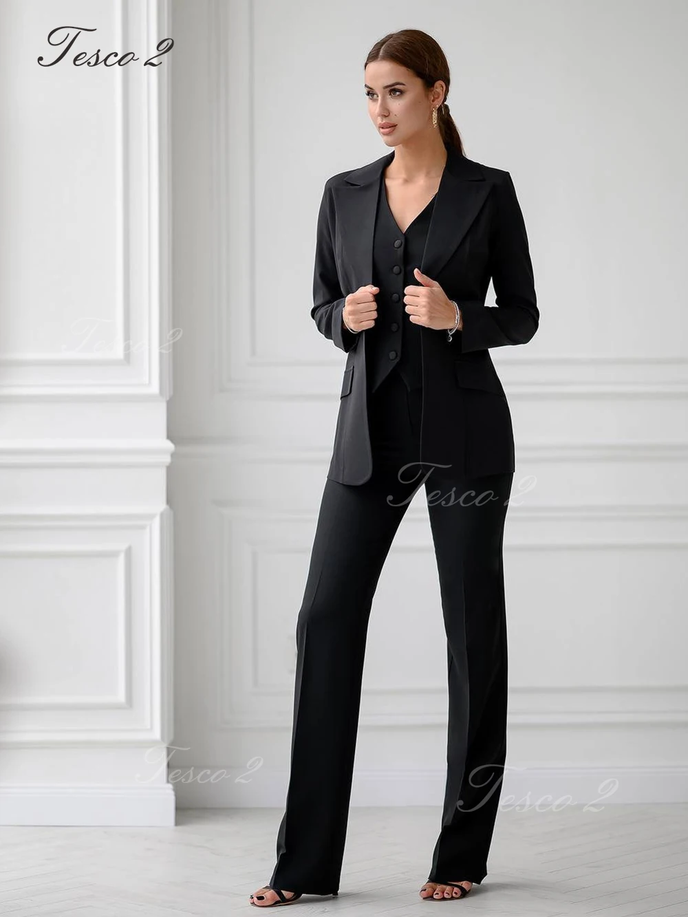 Tesco Elegant Women Suit 3 Pieces Business Office Lady Suit Formal Wedding Party Summer Outfits For Women Guest Outfits