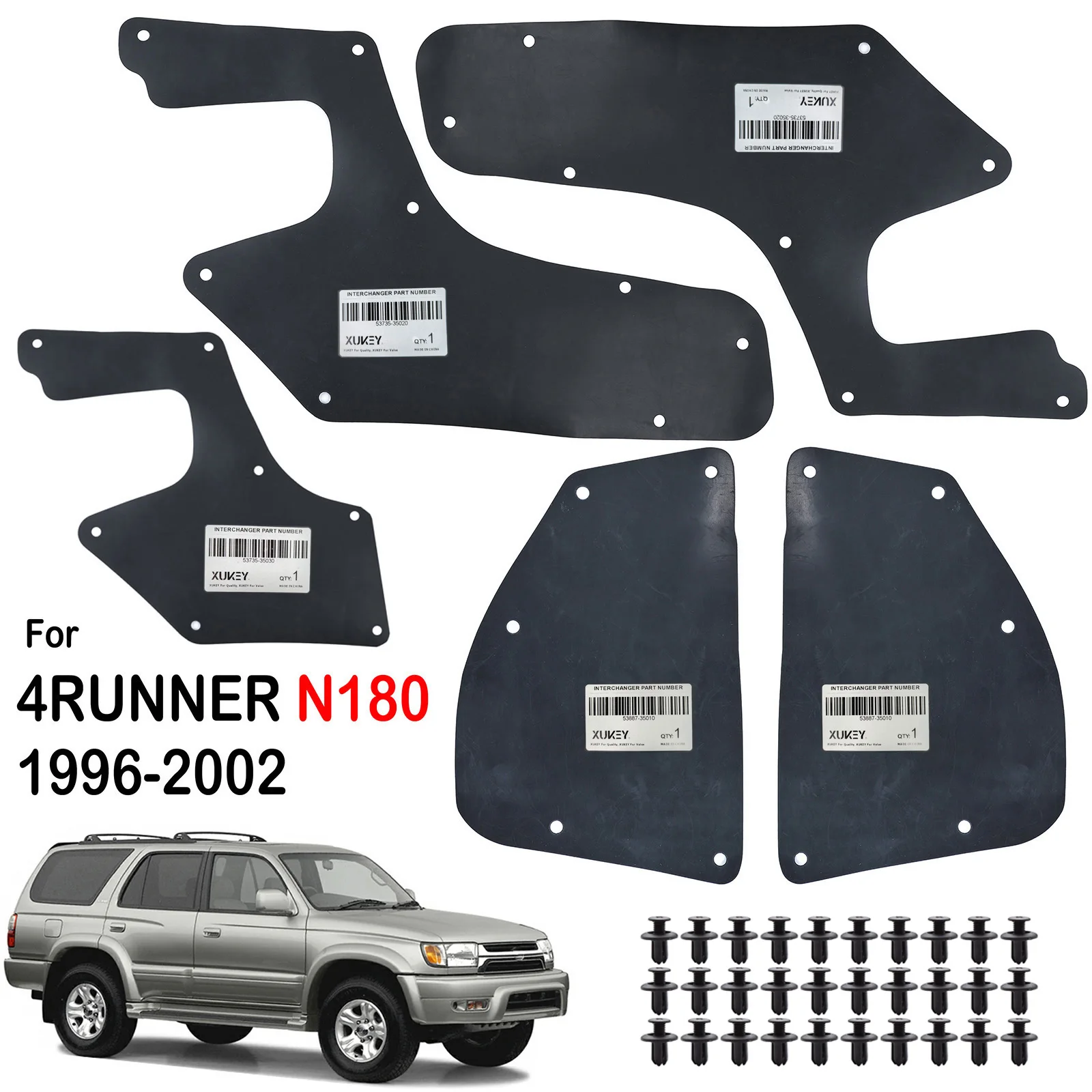 

5 шт. для Toyota 4runner N180 3-го поколения Hilux Surf SW4 1996-2002, резиновые Брызговики, внутренняя подкладка крыла, фартук, Уплотнители и зажимы