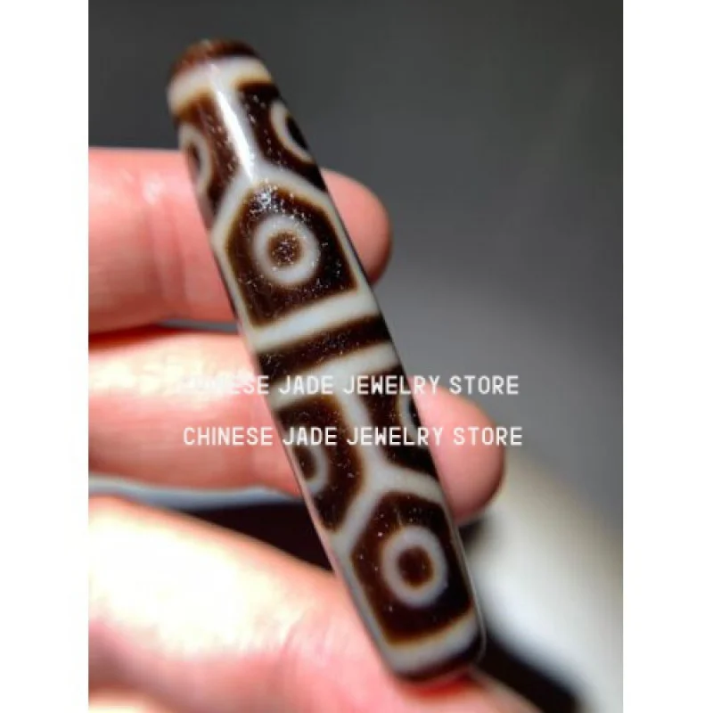 

Tibetan Old Agate Dzi Bead " 12 Eyes & Turtle Back " Amulet Pendant 58.2mm x13mm