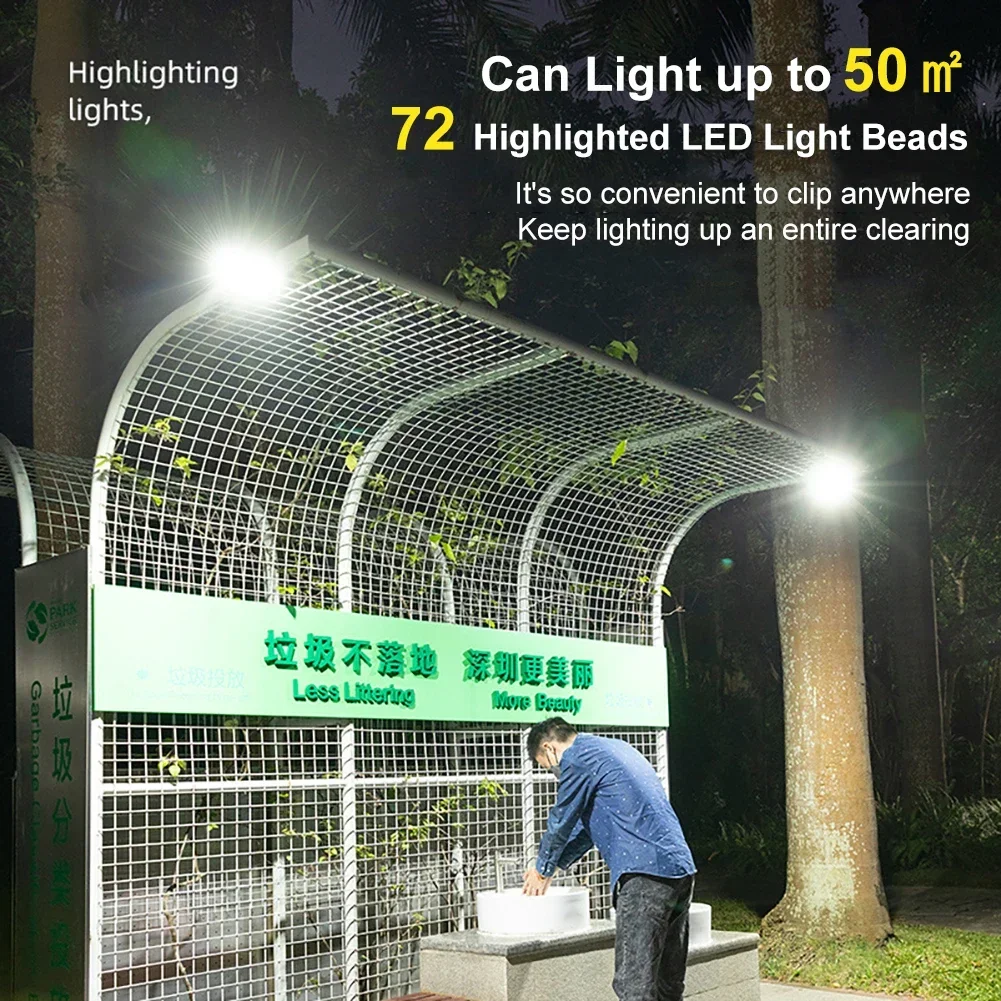 Solar Lights Outdoor Clip Solar Motion Light 72 LEDs 3 Modes Security Fence Light Waterproof Solar Wall Light for Garage Deck