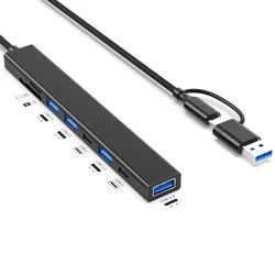 Multi - Functional USB 3.0 Hub with Dual USB - C Ports and SD/Micro SD Card Reader (As Photo)