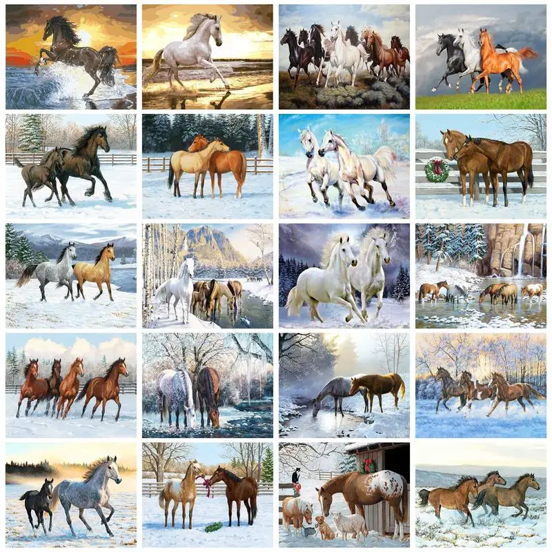 

RUOPOTY Painting By Numbers For galloping horse Decorative paintings Animal Personalized gift
