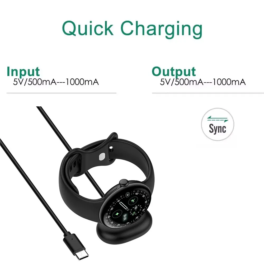 Google Pixel Watch 4 41mm 45mm 자기 USB/Type-C 충전 전원 충전용 100CM 고속 충전 케이블 베이스