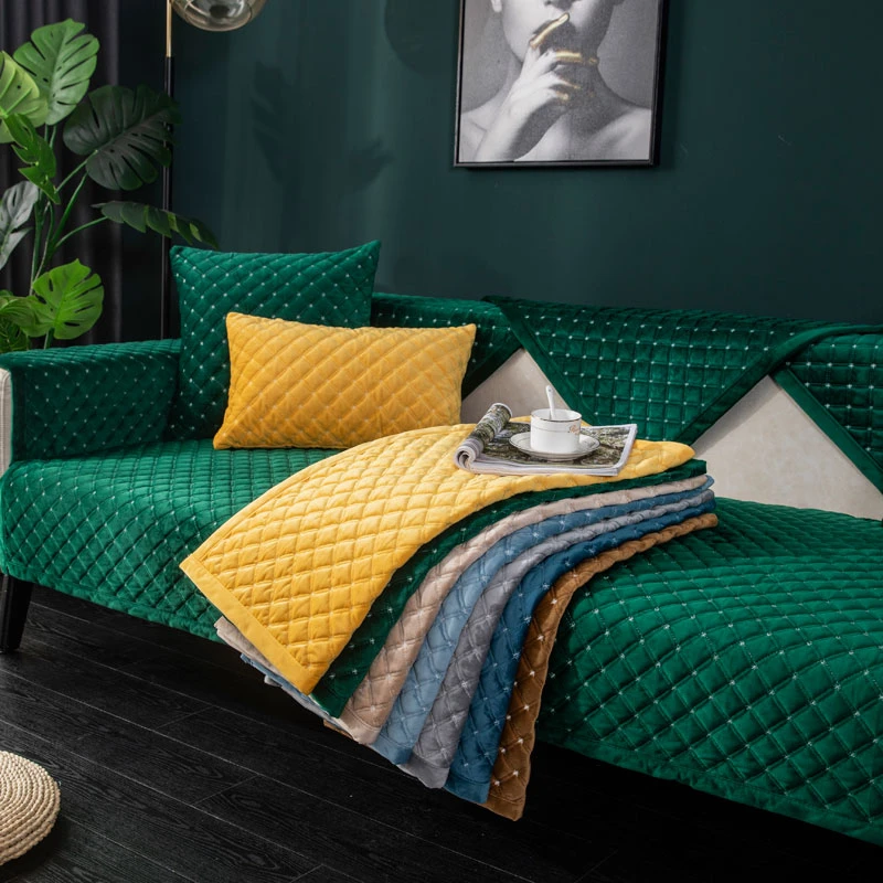 Green Velvet Couch Cover