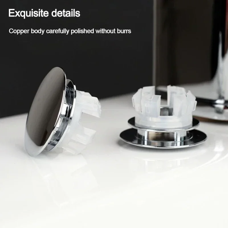 Copper Sink Overflow Cover Trim Ring Hole Cap Wash Basin Round Double Layer Overflow Plug TubDrain Stopper Kitchen Bathroom 3