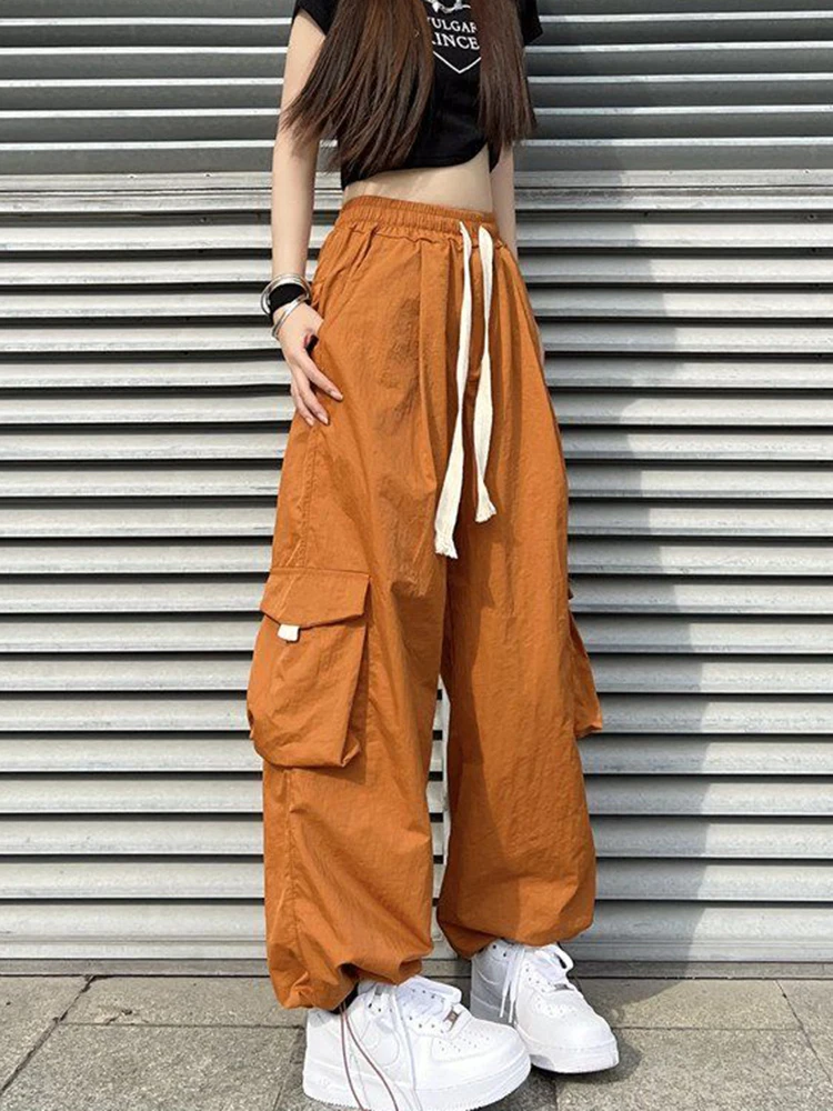 

2024 Y2K Streetwear Vintage Chic Cargo Pants for Women High Waist Wide Leg Straight Touser for Punk Female Joggers Trousers