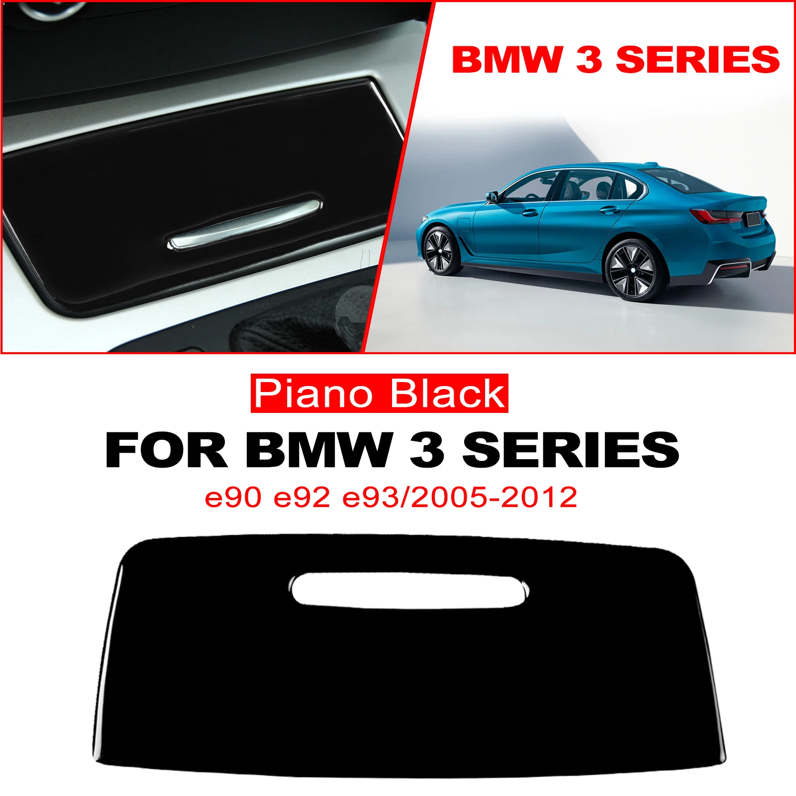 For BMW 3 Series 2005-2012 E90 E92 E93 Piano Black Central Ashtray Plastic Cover Car Interior Accessoriers Decoration Sticker