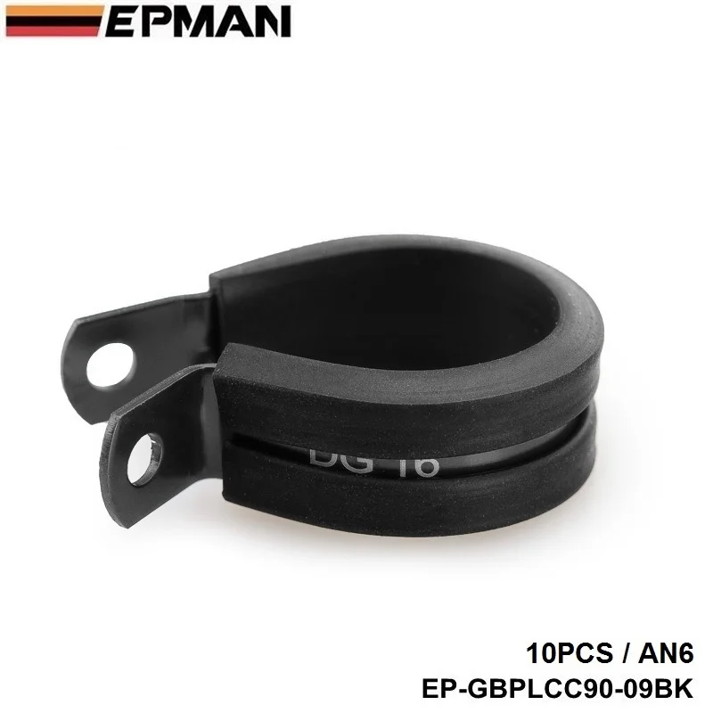10PCS x Aluminum Rubber Lined Cushioned P Clamp ID 14.3mm AN6 SS Hose BLACK/BLUE EP-GBPLCC90-09