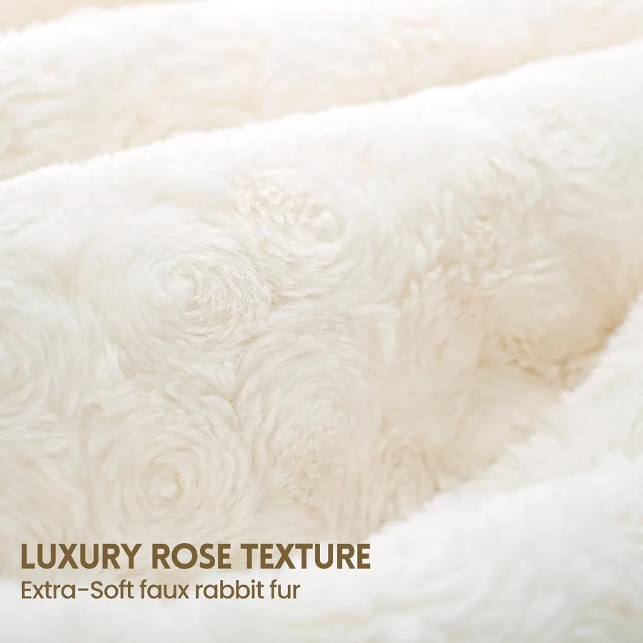 Electric Heated Blanket for Twin Size 62x84 with Faux Rabbit Fur Sherpa Texture 6 Adjustable Heat Settings and 12Hour Automatic