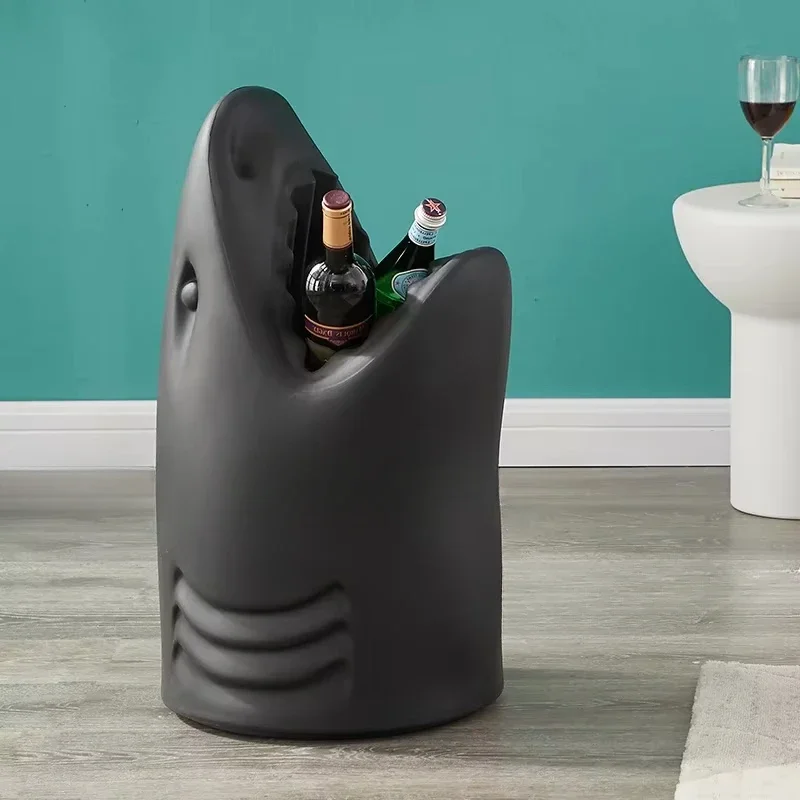 Nordic Cartoon Umbrella Stand Creative Shark Storage Bucket Modern Minimalist Door Umbrella Rack Wine Barrel 38x66cm