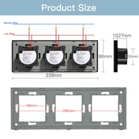 BSEED Touch Switches 1/2/3Gang 1Way Wall Light Switches Blue LED Backlight Glass Sensor Screen Home Switches Black EU Standard - Image 6