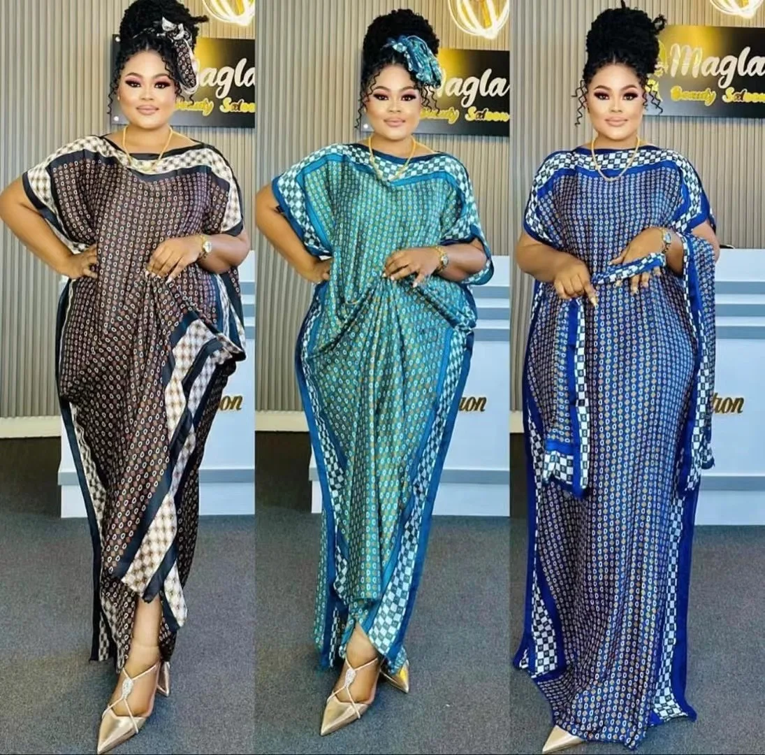 Dress Length 142cm Bust 160cm Bazin Print Dashiki Women Long Dress/gown Yomadou Color Pattern oversize
