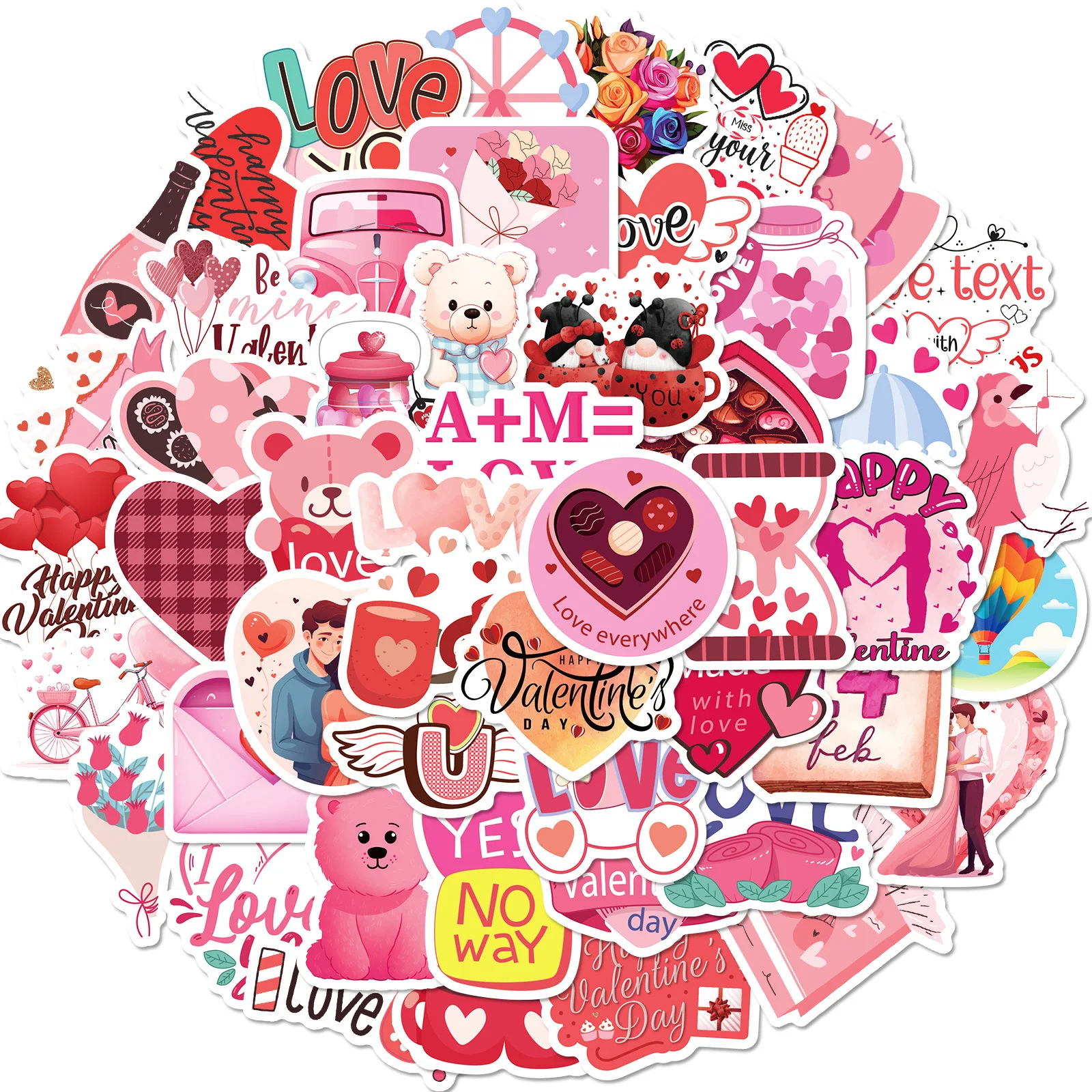 

10/30/50PCS New DIY Valentine’s Day Stickers Cartoon Graffiti Creative Anime iPad Luggage Guitar Decoration Waterproof Wholesale
