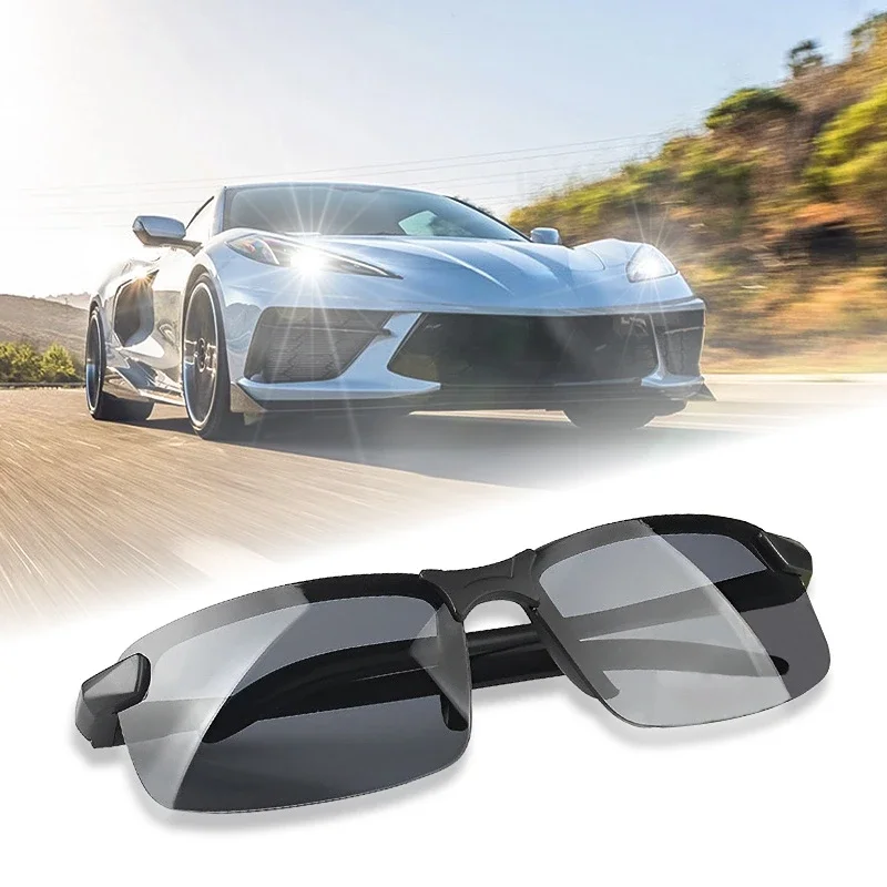 2PCS Night Vision Glasses Men Anti-Glare Driving Goggle Half Frame Polarized Sunglasses for Driver UV400 Day and Night Glasses 2