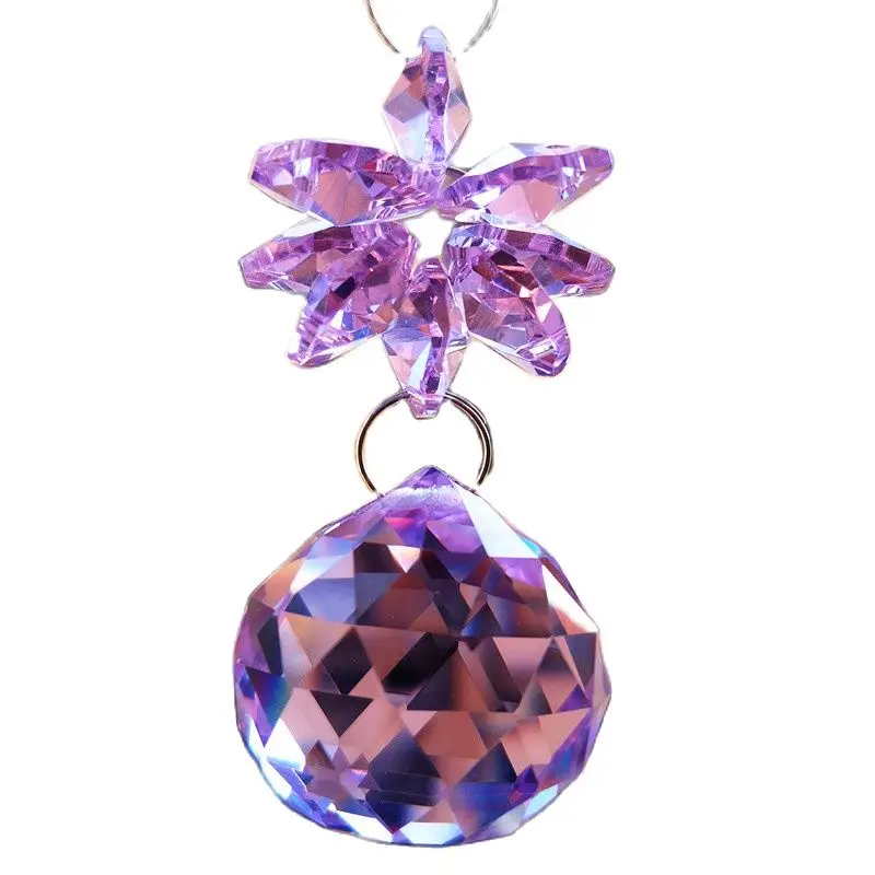 Top Quality 3pcs Lilac Crystal Diy Suncatcher Faceted Ball With Chandelier Beads Pendant For Christmas Tree Hanging Decoration 14k gold filled crystal flash zirconia faceted square pipe clamp small gold beads handmade loose chain diy jewelry with chain