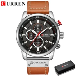 Luxury Men's Quartz Chronograph Sport Watch by CURREN (Silver black box)