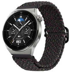 Braided Nylon Loop Smartwatch Strap - Universal Fit, 20/22mm for Huawei GT3 Pro 46mm (Star black)