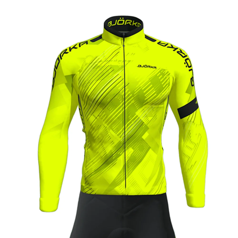 Winter BJORKA Cycling Long Sleeve Jackets 3 Rear Pockets Thermal Fleece Warm Jerseys Chaqueta Ciclismo Hombre Bike Uniform Tops