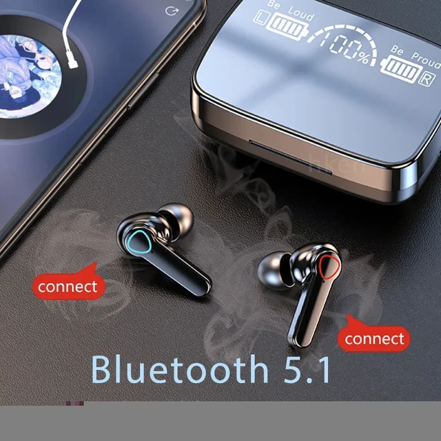 M19 Bluetooth Wireless Headset 5.3 Bluetooth Earphones IPX5 Waterproof Headsets with Mic HiFi Stereo Music Earbuds for All Phone 2