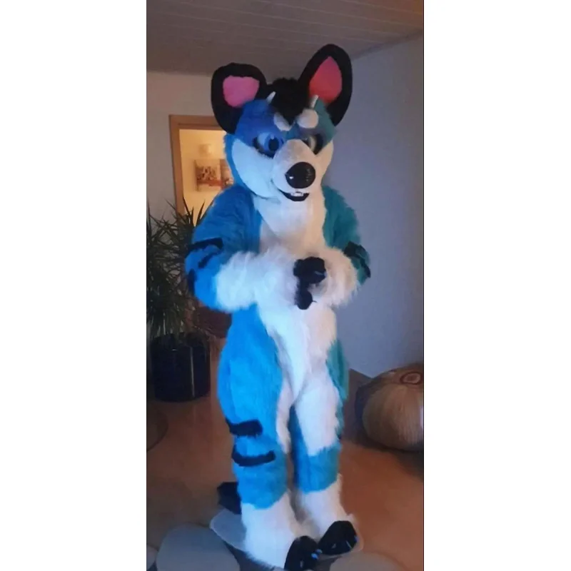 

Husky Mascot Costume High Quality Long Fur Dog Play Funny Costume