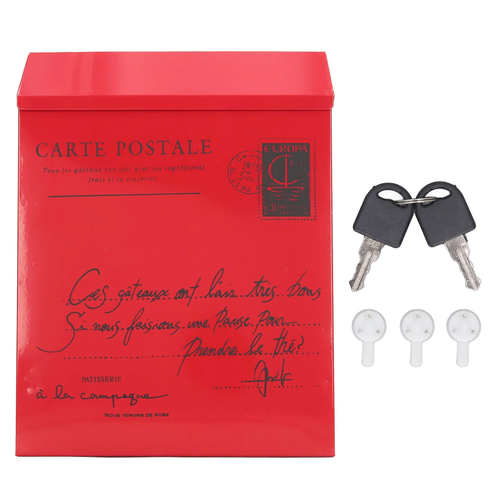 Eisen-Briefkasten zur Wandmontage, rustikal, verschlossen, mit 2 Schlüsseln, 3 Haken, wasserdichter Vorschlagkasten für Zuhause, verschlossener Briefkasten