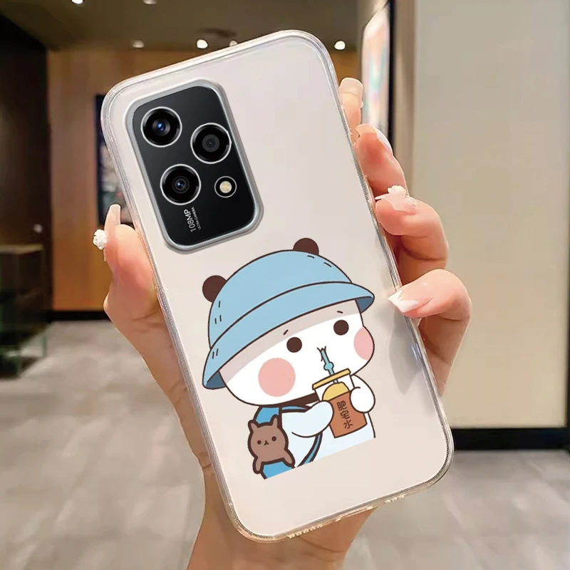 Floral Fashion Clear Silicone Phone Cover - Cute Cat Couple Design
