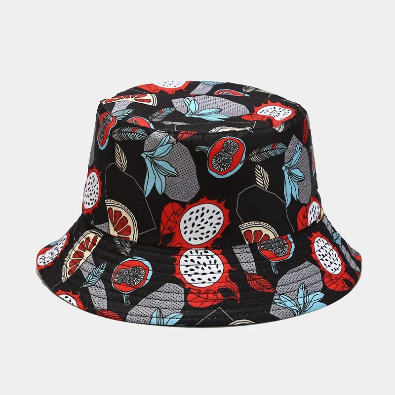New Creative Fruit Pattern Fisherman's Hat Unisexdouble Sided Bucket Cap Uv Protection Panama Sun Caps for Girls Beach Hats bucket sun hat womens Bucket Hats