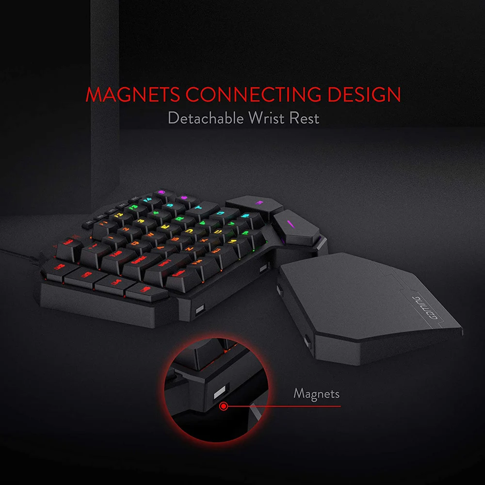 Teclado para Jogos Retroiluminado Rgb de Uma só Mão Teclado Portátil do Jogo Teclado Mecânico para Ps3 Ps4 Switch Laptop pc Gamer 42 Chaves - Imagem 5