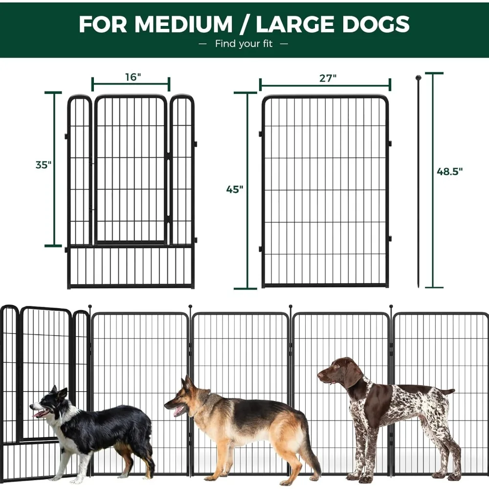 Rollick Dog Playpen for Yard, RV Camping, 45 inch 16 Panels for Large Dogs│