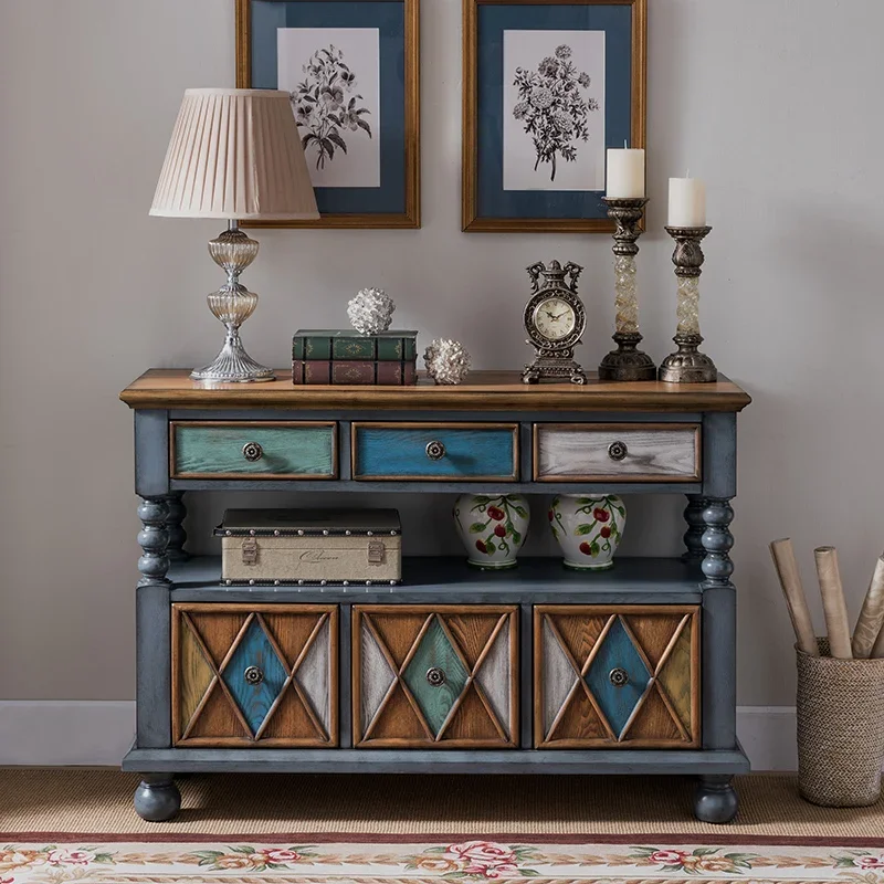 

Wyj Mediterranean American Painted Retro Console Drawer Style