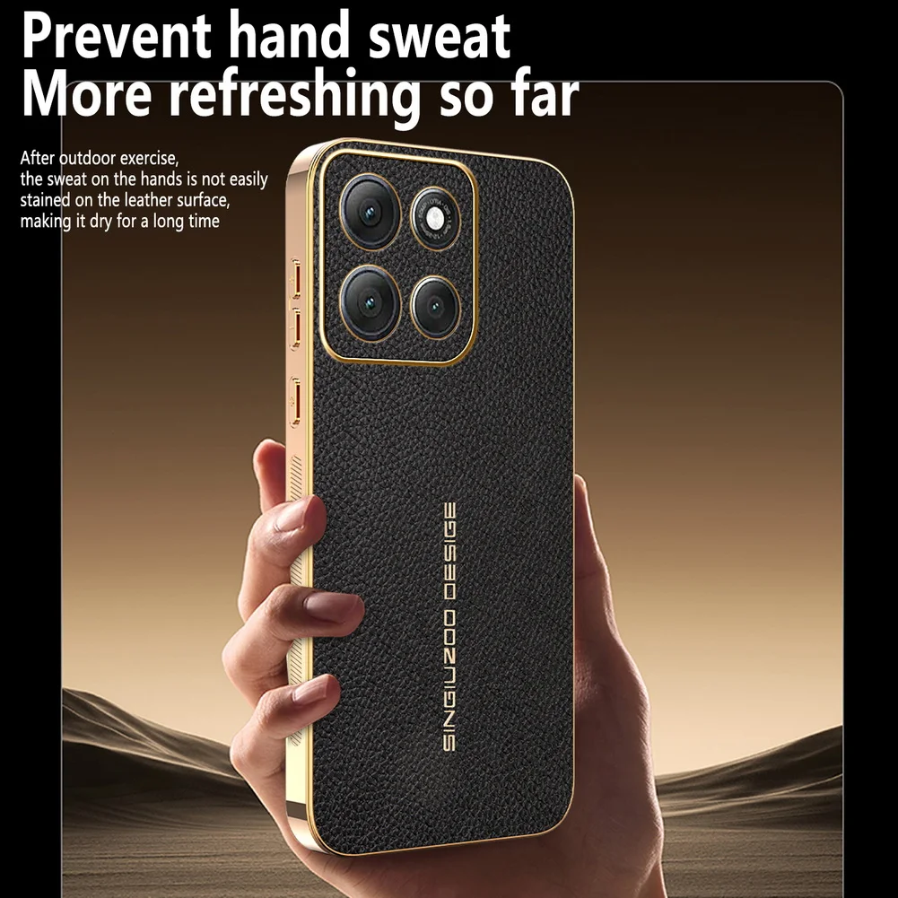 Elegant Lychee Leather Electroplated Frame Case Cover