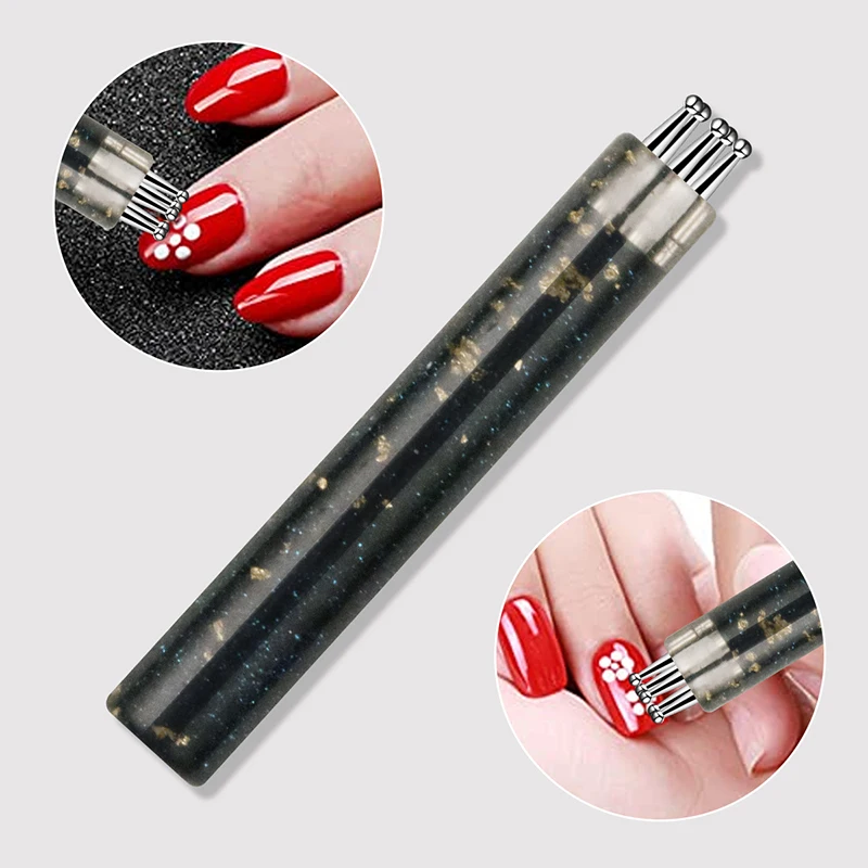 5개의 꽃잎 모양 네일 도트 펜, 원 스트로크 꽃 디자인 도구, 아크릴 핸들 도트..