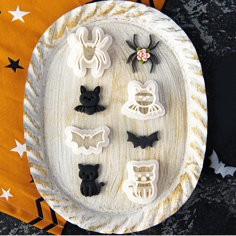 Polymer Clay Tools Pottery Tools Clay Sculpting Tools Pottery Sculpting Tools Clay Craft Tool Halloween Series Polymer Clay Cutter Soft Clay Earring Mold Cartoon Spider Skull DIY Holiday Handmade Gift Cutting Pottery Tool