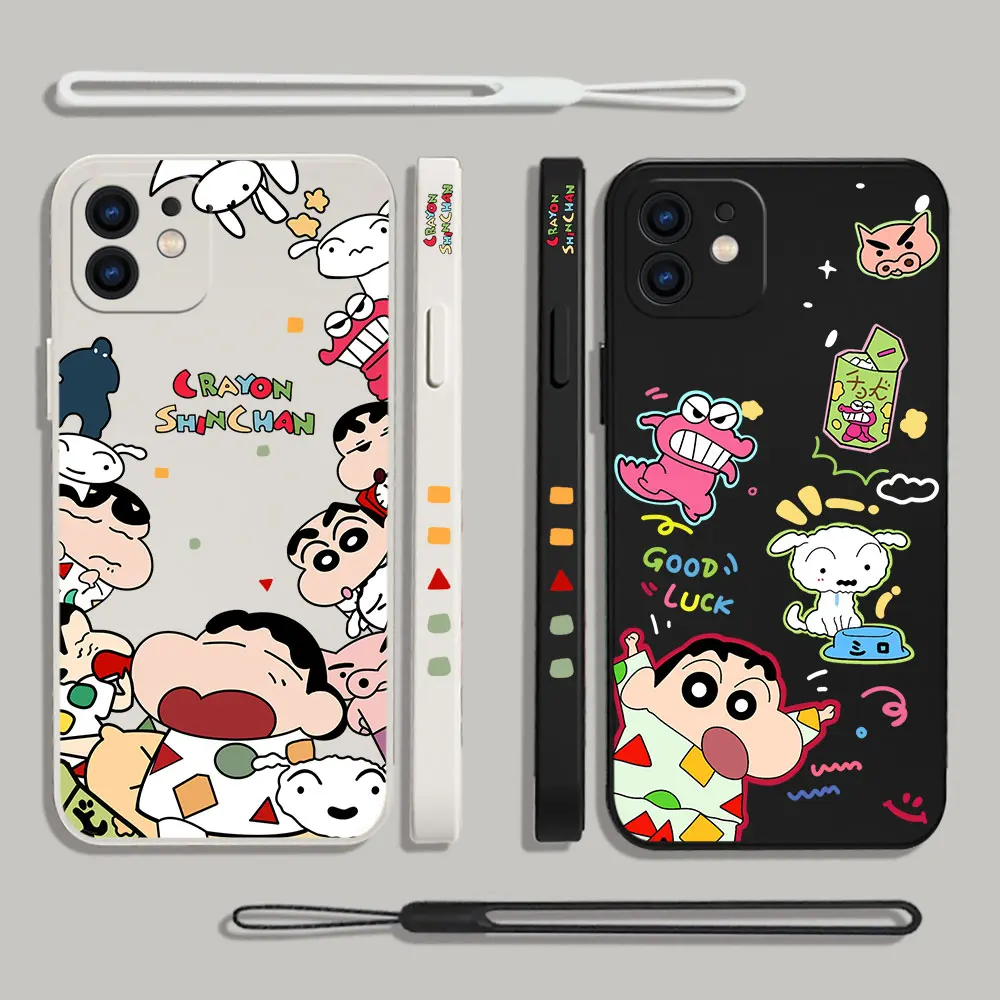 

Hot Japan Comics Crayons Shinchans Phone Case For Xiaomi Redmi Note 12 11 11T 10 10S 9 Pro Plus 10C 9A K40 4G 5G With Hand Strap
