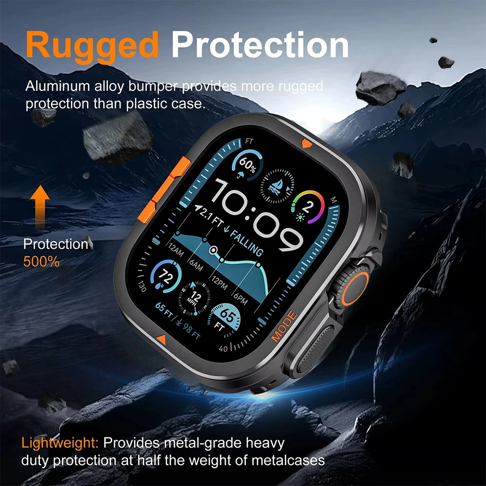 Enhanced Metal Protective Case for Apple Watch Ultra - Premium Aluminum Alloy Bumper Frame