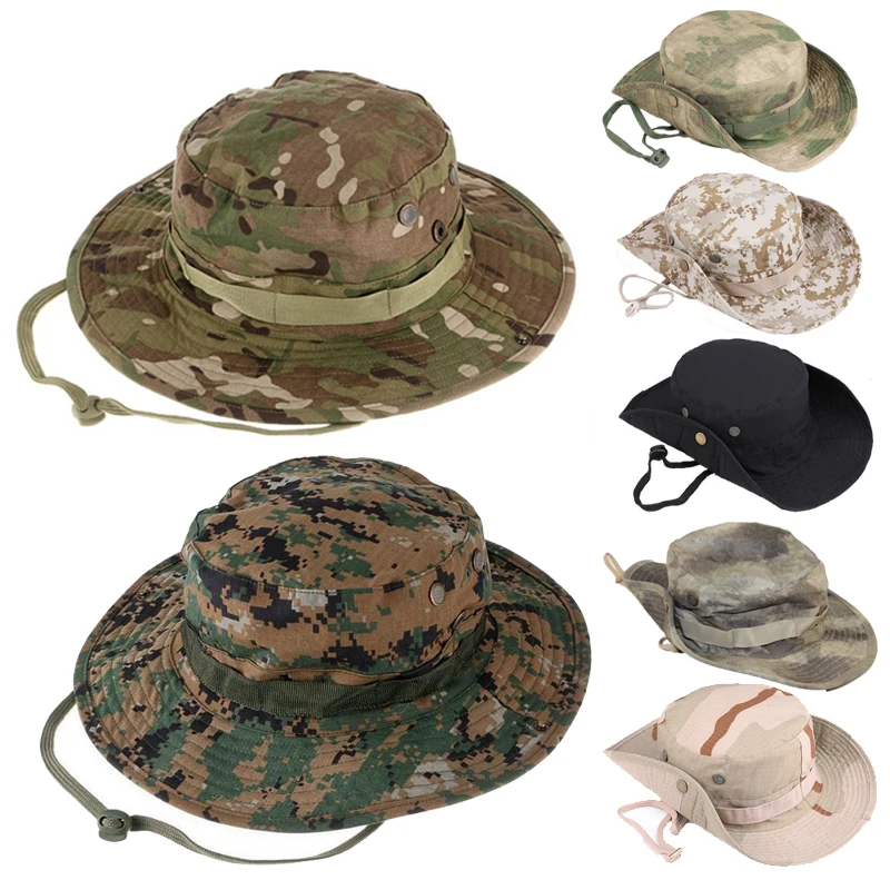Chapeaux Boonie tactiques de Camouflage pour hommes, seau d'escalade de Camping, chapeau de Sniper pour pêche en plein air, casquette de randonnée, protection solaire