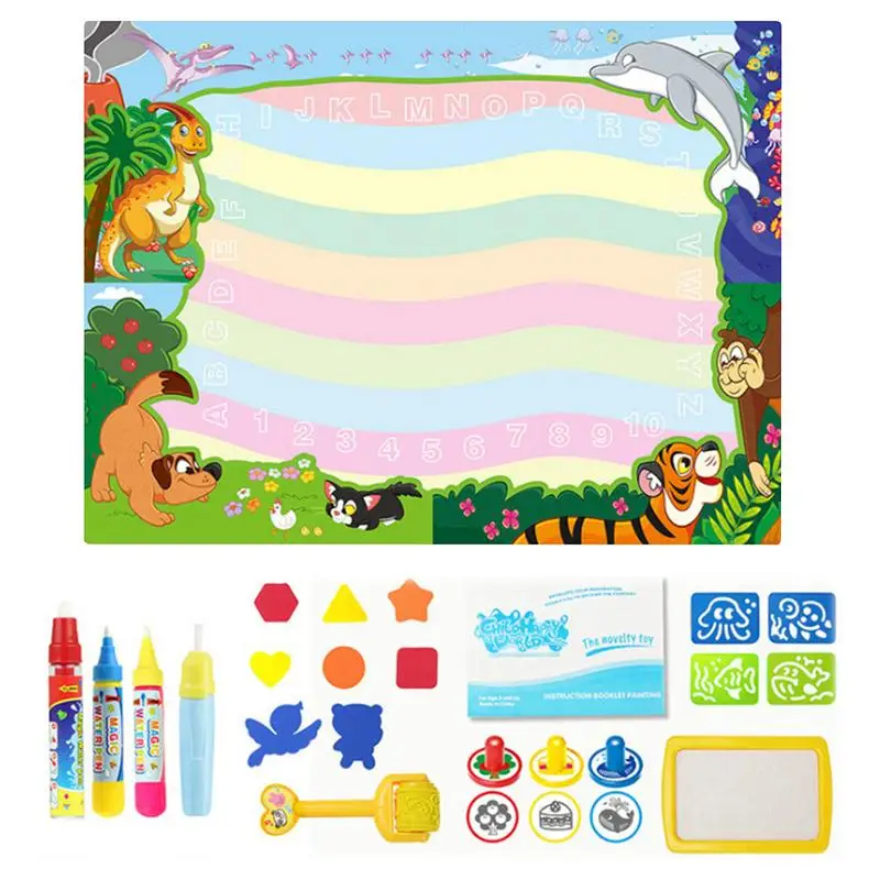 

Water Drawing Mat Doodle Gifts Color Draw Board With Drawing Pens Fun And Educational Alphabet Coloring Pad With Brushes Stamps