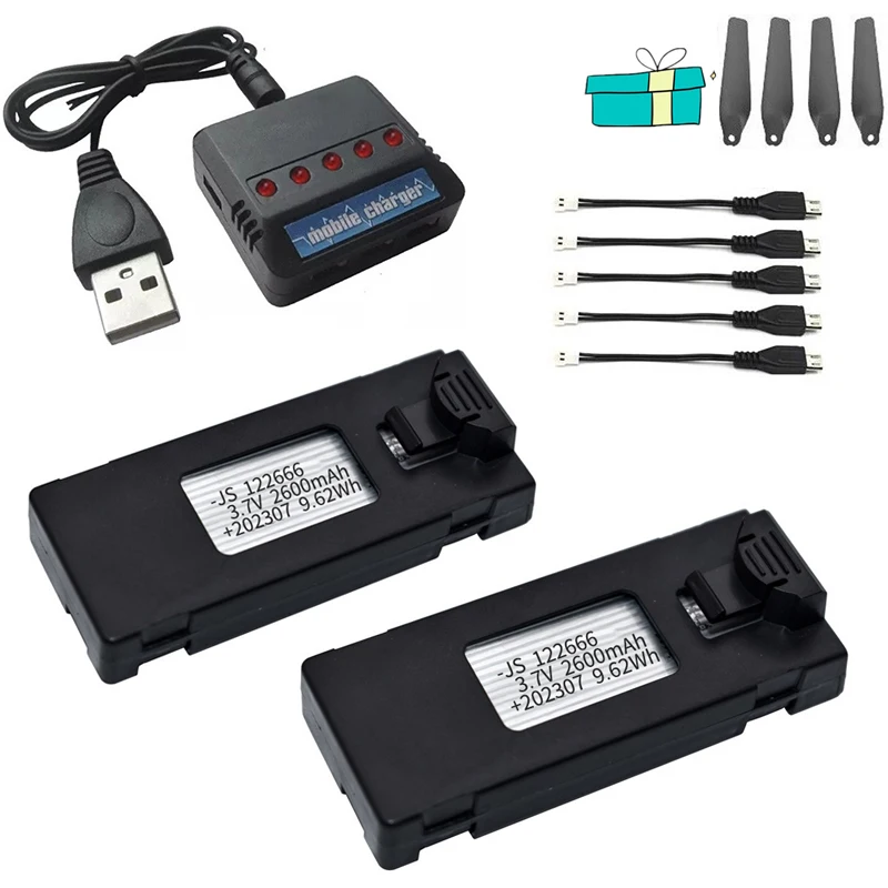 ตัวเลือกสินค้า แบตเตอรี่โดรน 3.7V 2600mAh สำหรับ E88 E88PRO E99 P1 P5PRO และอื่นๆ