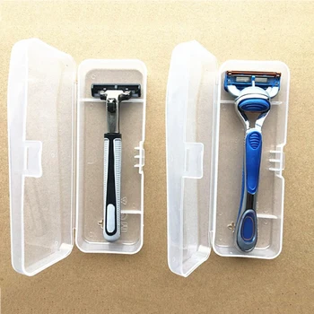 휴대용 여행용 남성용 면도기 케이스, 면도기 컨테이너 홀더, 면도기 상자, 투명 플라스틱 면도날 보관함