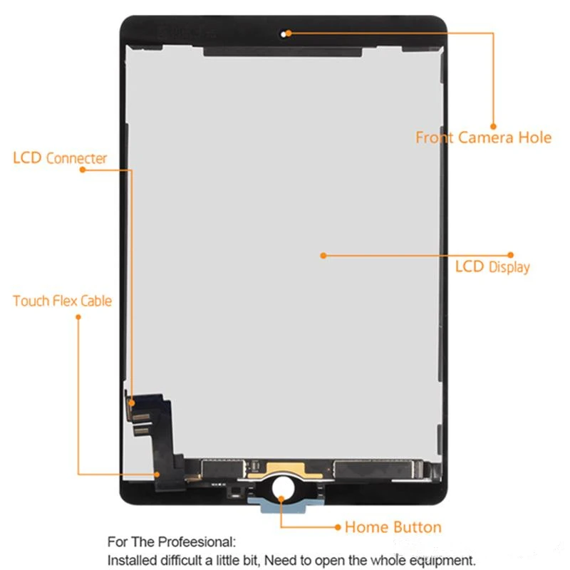 Tested For iPad Air 2 LCD Assembly For iPad 6 A1567 A1566 Lcd Display Touch Screen Digitizer Panel Replacement