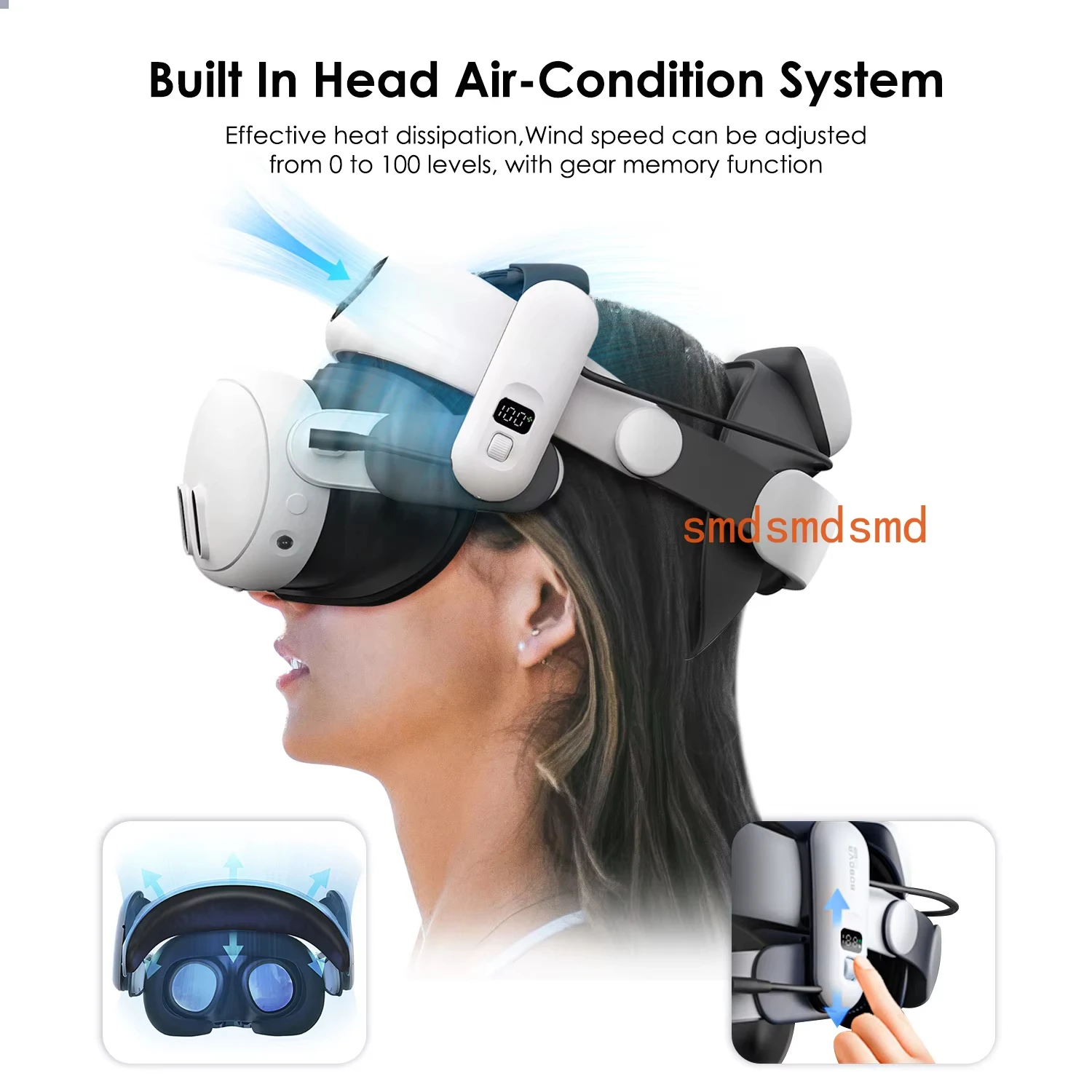 BOVR S3 Pro Super Strap VR Accessories Compatible with Meta Quest 3S Head Air Conditioning Hot-swappable Battery Pack vr accessories