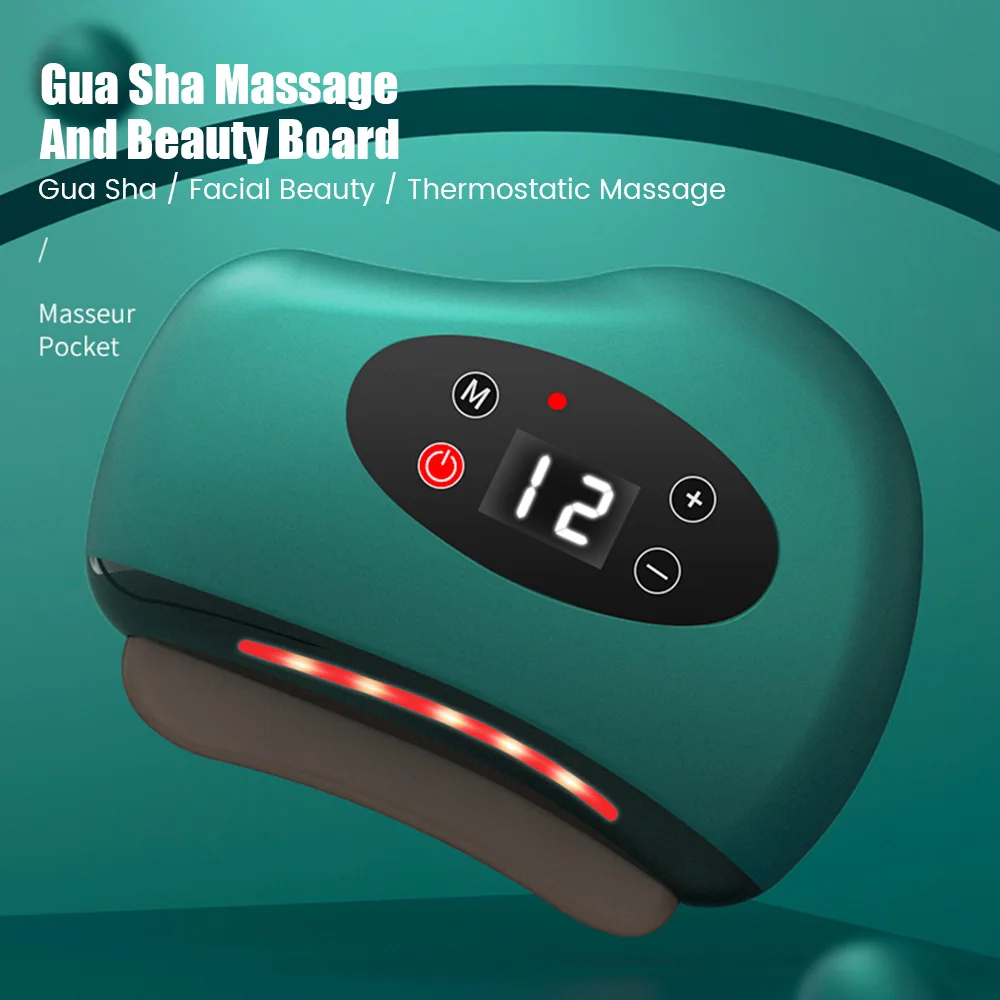 

Electric GuaSha Massager Hot Stone Heating Vibration Scraping Fat Burning Neck Massage Face Skin Lifting Removal Wrinkle Tools