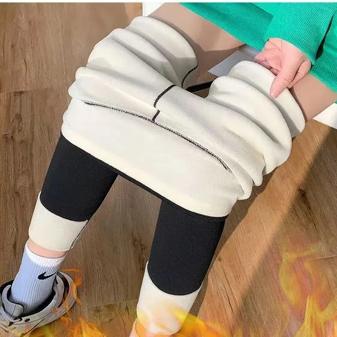 Women Sex Sharkskin Leggings Lamb Fleece Booty Lifting Leggings Tight-Fitting Pants Sports Fitness Slim High Waist Winter Pants