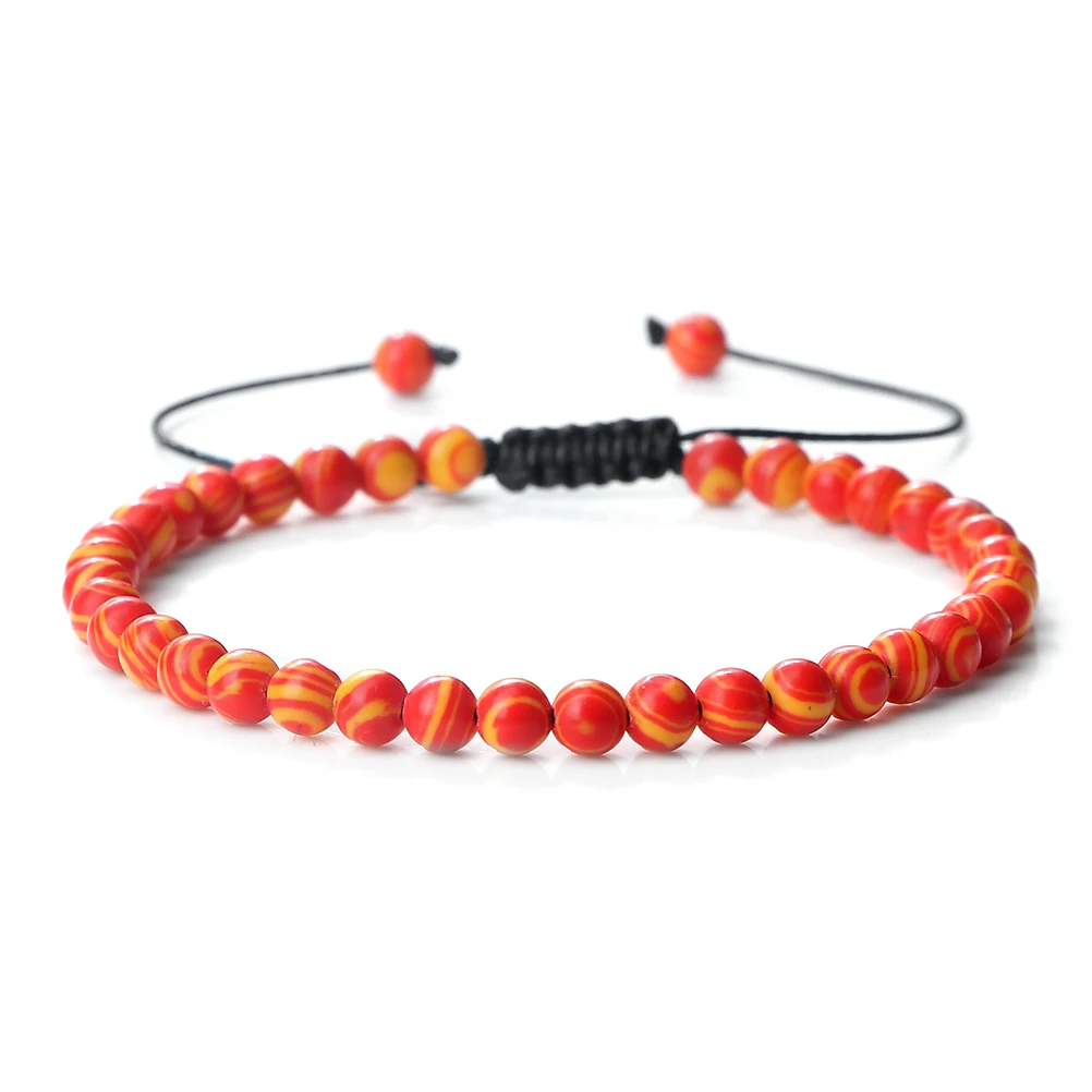 Multicolor Minimalist Natural Malachite Beaded Bracelet – Handmade Yoga Jewelry