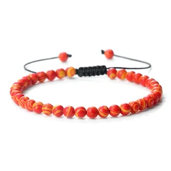 Multicolor Minimalist Natural Malachite Beaded Bracelet - Handmade Yoga Jewelry (Orange)